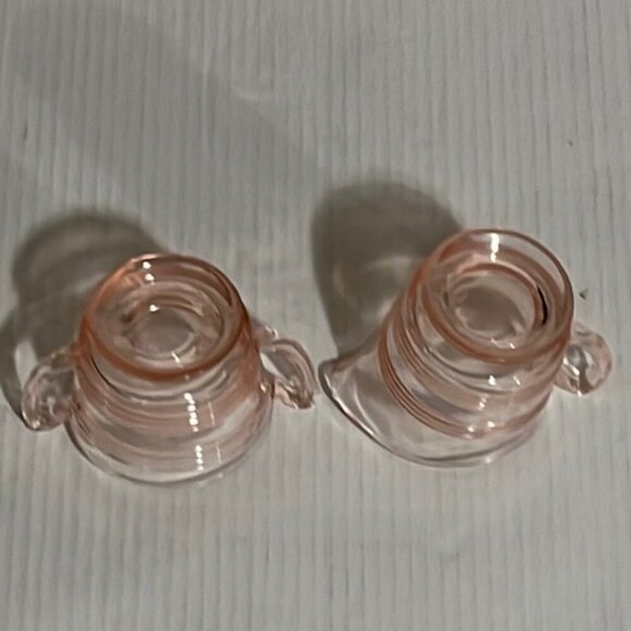 Vintage Pink Depression Glass Anchor Hocking Banded Rings Cream and Sugar - Picture 7 of 7